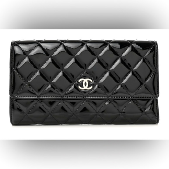 Chanel Authentic Quilted Large Patent Leather Flap Wallet EC - Picture 13 of 13